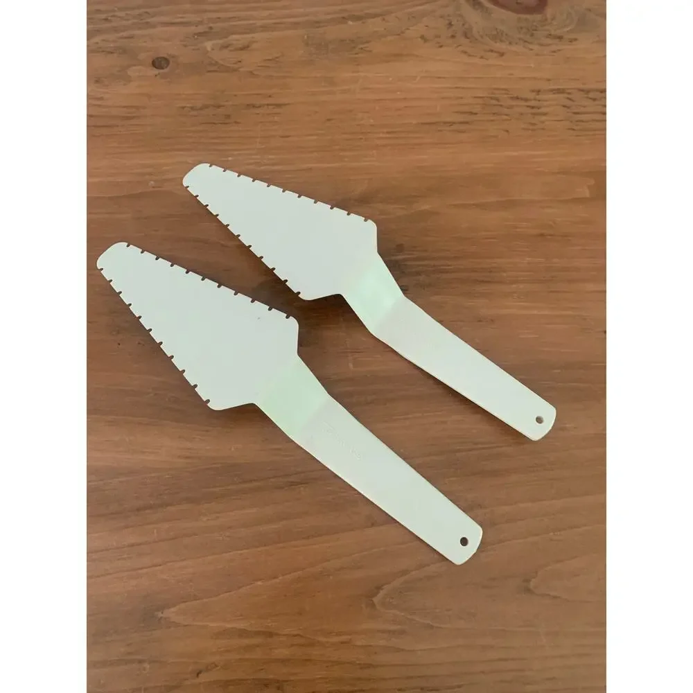 Vintage TUPPERWARE Cut N Serve Pie Cake Cutter Ivory Server Lot of 2